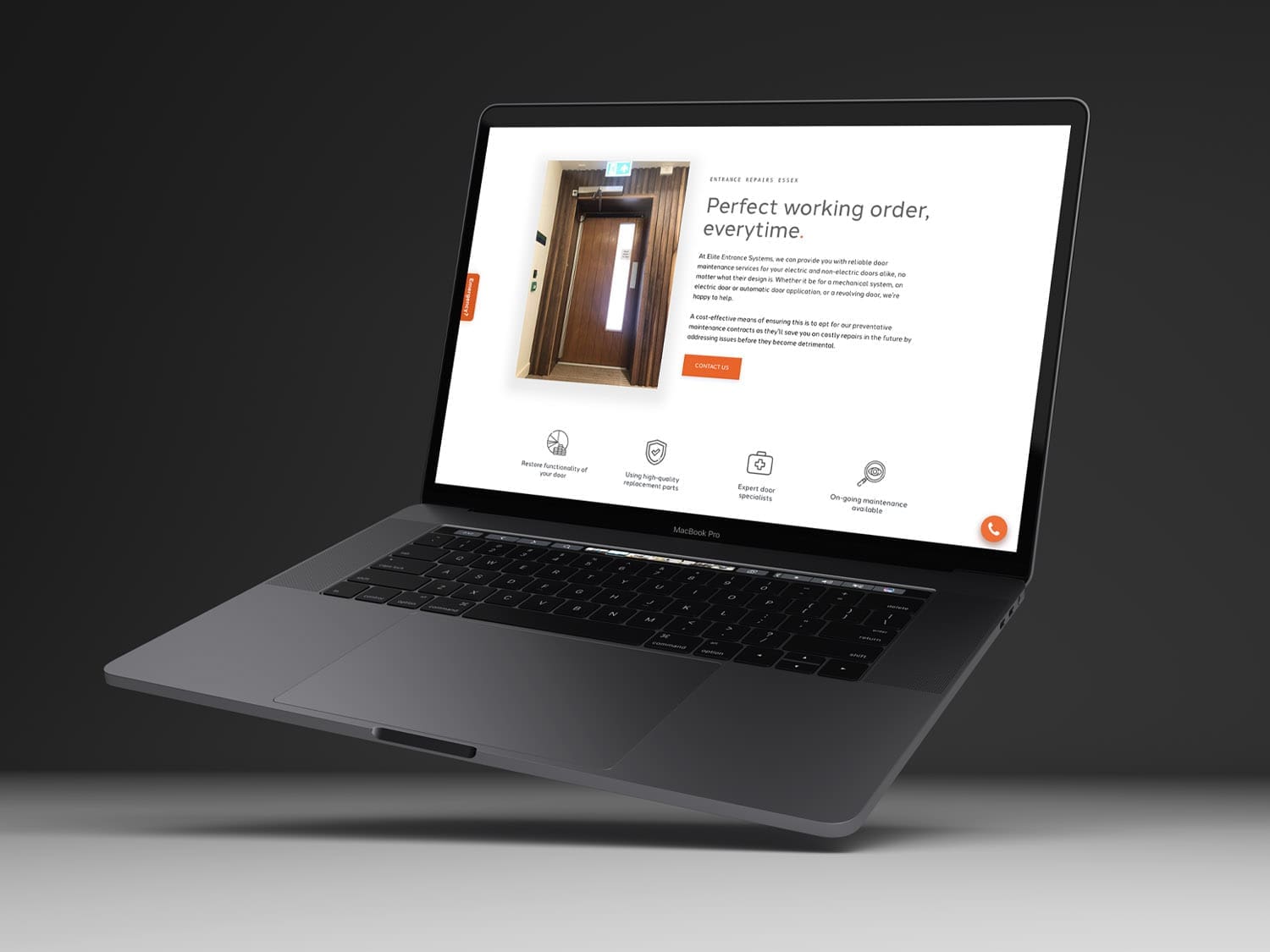 An image of a laptop screen displaying a door, designed by a freelance web designer from Essex.