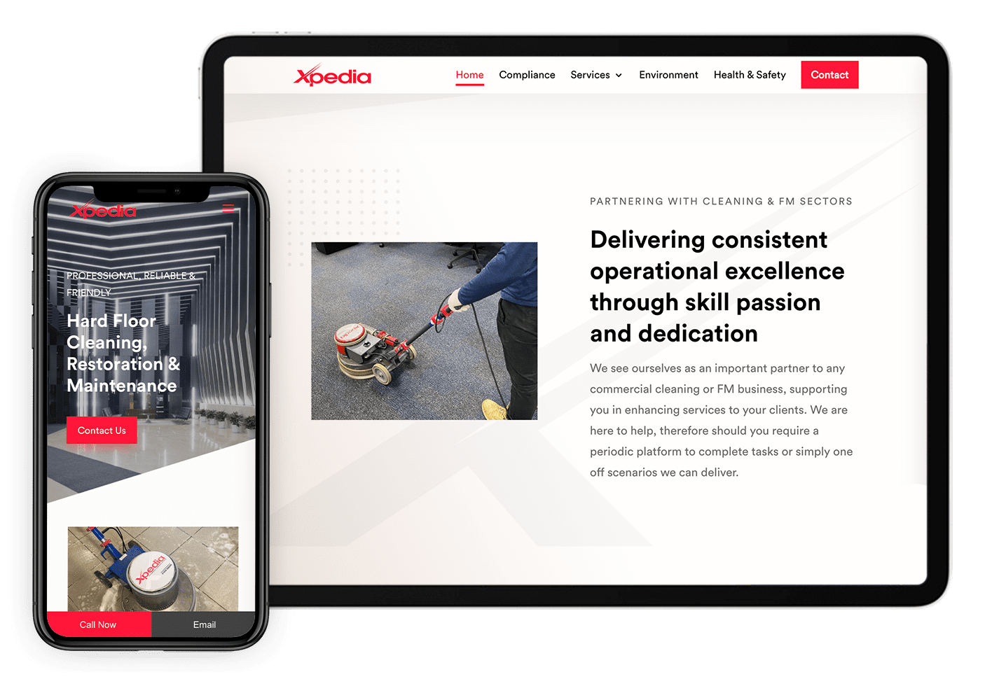A mobile phone and tablet showcasing the apex website. Hire a freelance web designer for professional web design in Essex.